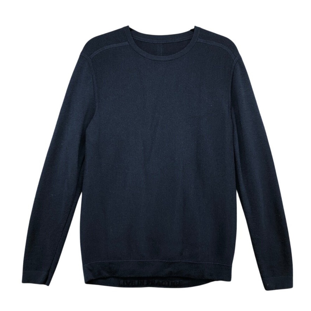 Lululemon Crewneck Sweater Mens Small Navy Blue 100% Merino Wool Long Sleeve